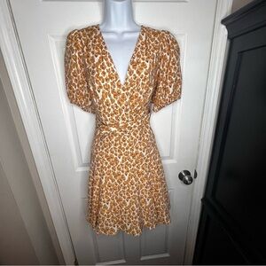 NWT Nine West Women’s Medium Tan Some Spots Faux Wrap Belted Dress M
